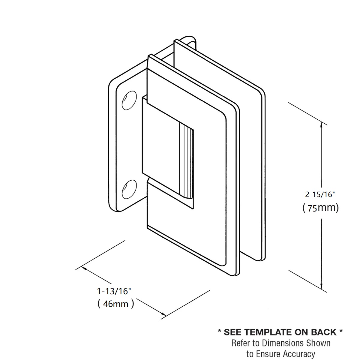 JRPR074 Junior Beveled Wall Mount Short Back Plate Shower Hinge - Image 6