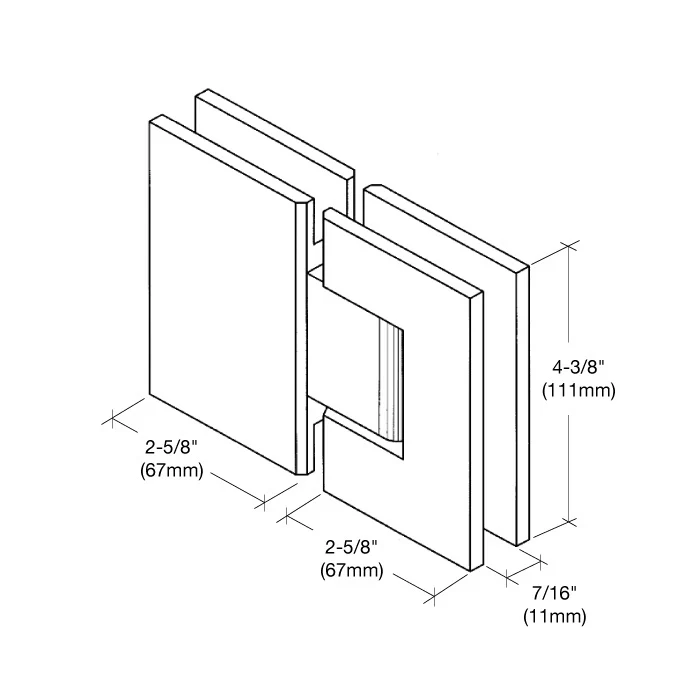 VI180 Square Extra Heavy Duty 180 Degree Glass-to-Glass Shower Hinge - Image 7